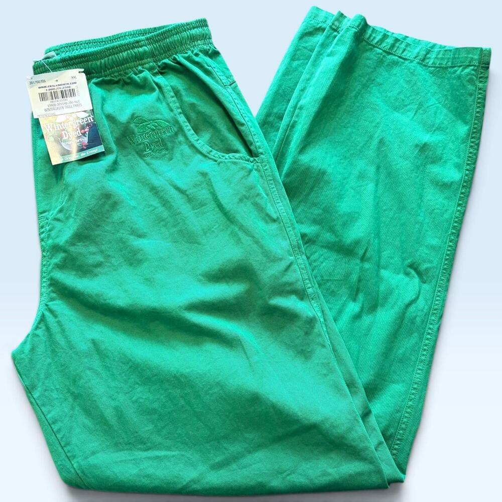Crazy Shirts Pants Mens XXL Green Wintergreen Dyed Twill Chino Elastic Waist